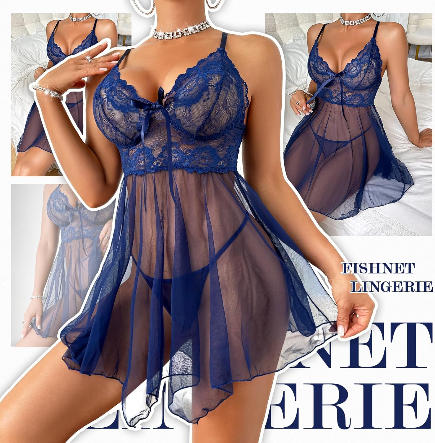 Enchanting Elegance: Review of the Navy Lace Babydoll Chemise for Ultimate Boudoir Appeal