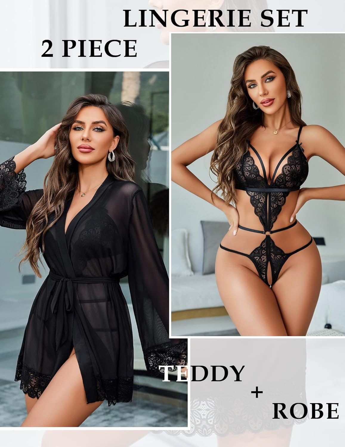 Unveil Elegance: Avidlove 2-Piece Lace Teddy & Kimono Review
