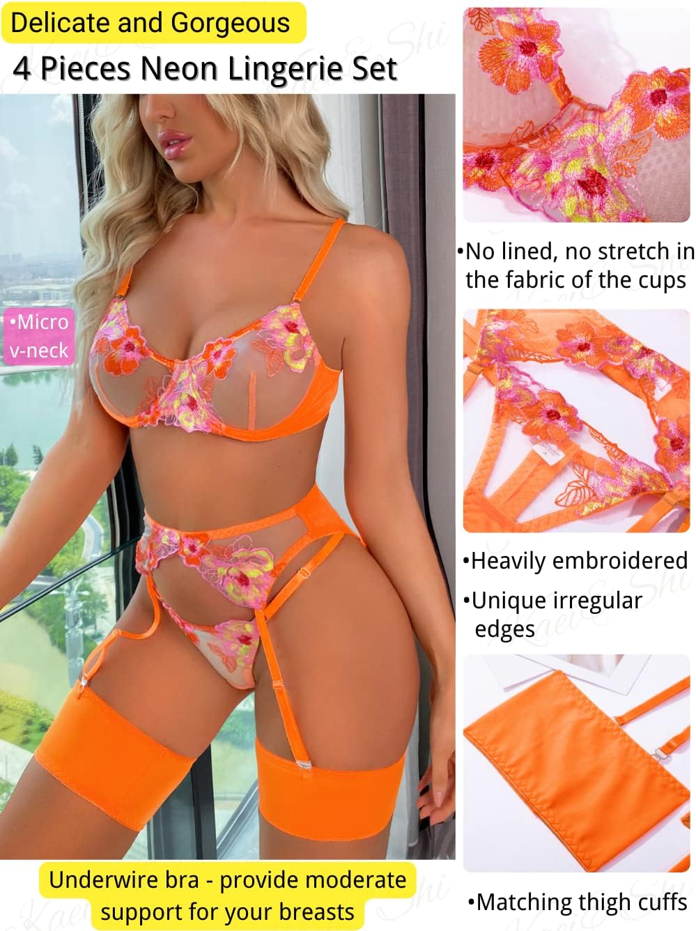 Seductive Elegance: A Review of Kaei&Shi Floral Embroidered Lingerie Set