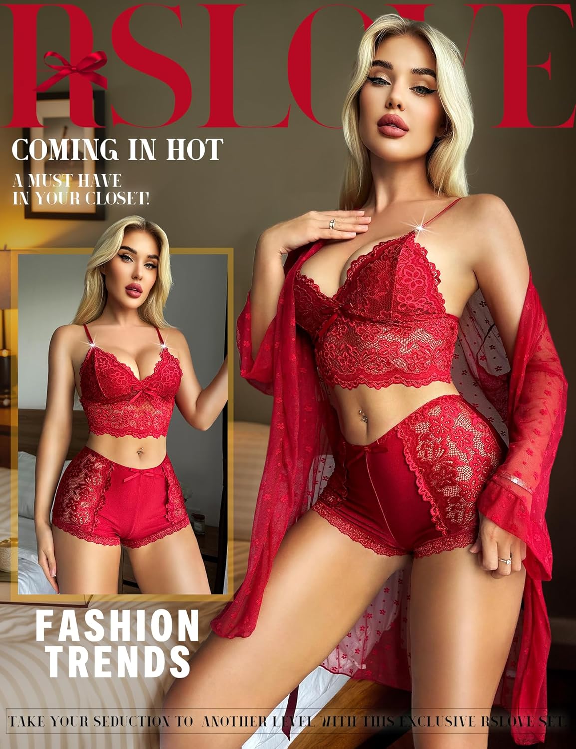 Unleash Your Allure: RSLOVE 3-Piece Lace Lingerie Set Review