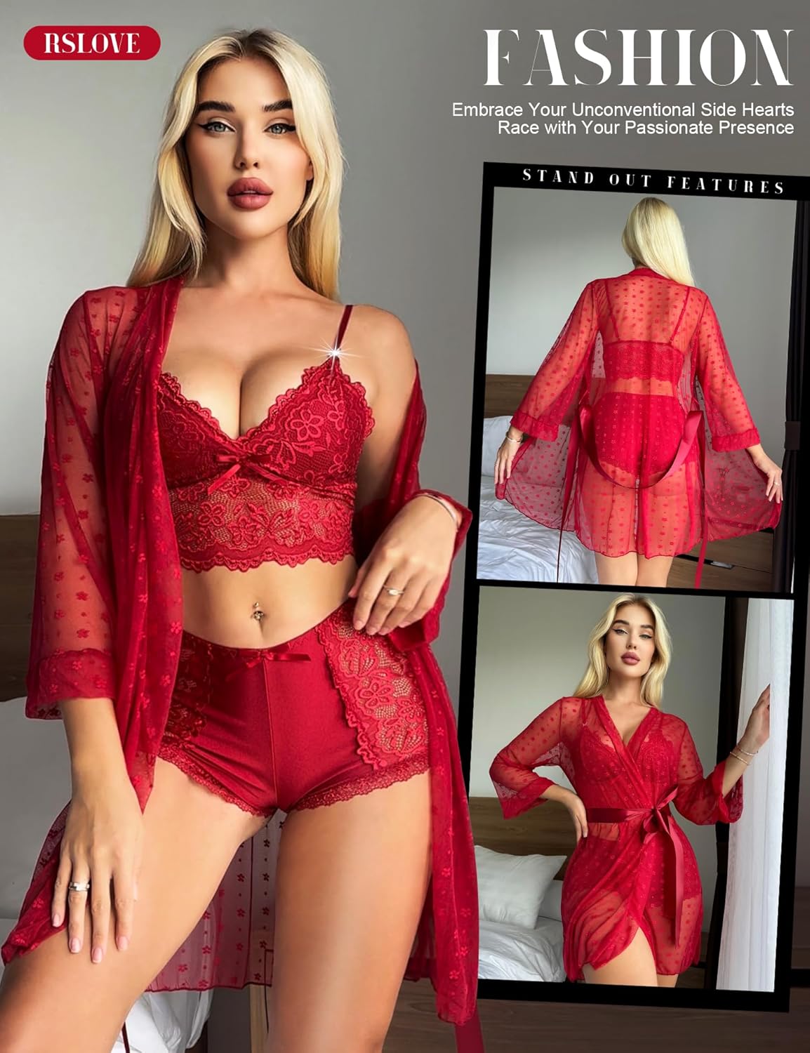 Unleash Your Allure: RSLOVE 3-Piece Lace Lingerie Set Review