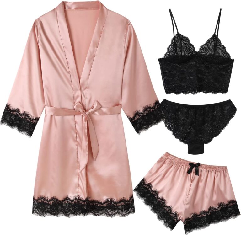 Satin Luxury: The Ultimate Women's 4-Piece Lingerie Robe Set Review